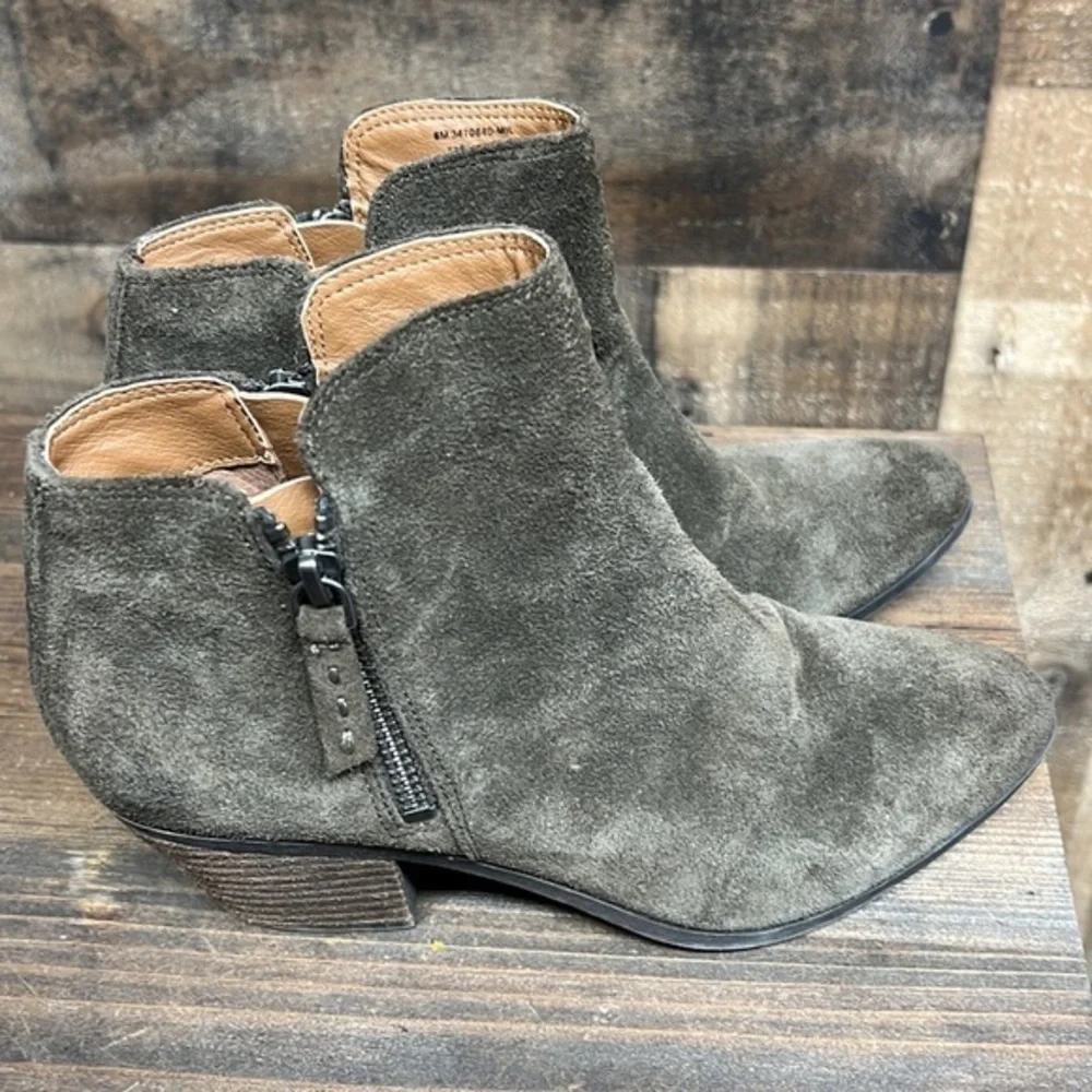 FRYE & CO Judith Olive Brown Military‎ Double Zip Ankle Booties Women's Size 6